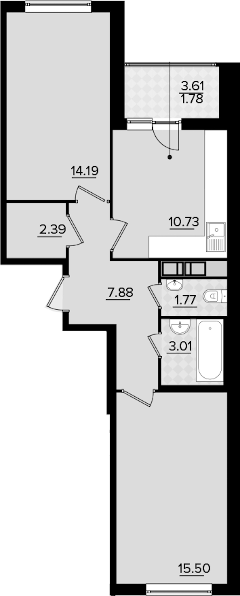 2-комнатная квартира 57.16 м², 6/11 эт., ЖК «Панорама Невы»
